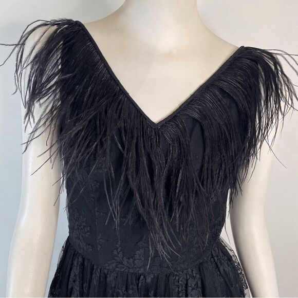 Vintage 1960s Bill Blass for Maurice Rentner Ostrich Lace Cocktail Dress - Picture 2 of 9